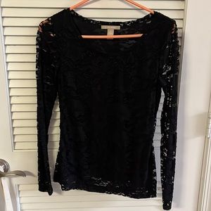 Banana Republic Black Lace Top Long Sleeve